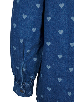 Zizzi Denimskjorte med hjerter, L. Blue D. W. Heart, Packshot image number 3