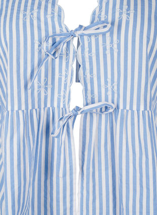 Zizzi Stribet bluse med åben front og broderidetaljer, C. Blue White Stripe, Packshot image number 2