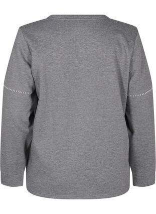 Zizzi Sweatshirt med kontrastsyninger, Medium Grey Mél, Packshot image number 1