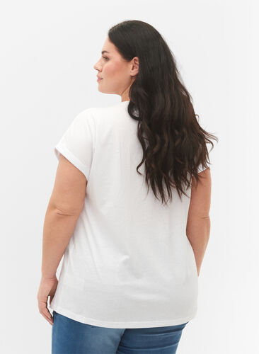 Zizzi 2-pak kortærmet t-shirts, Bright White / Black, Model image number 1