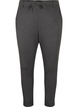 Zizzi Cropped Maddison bukser, Dark Grey Melange, Packshot image number 0