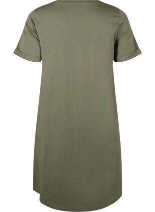 Zizzi T-shirt kjole i bomuld, Thyme, Packshot image number 1