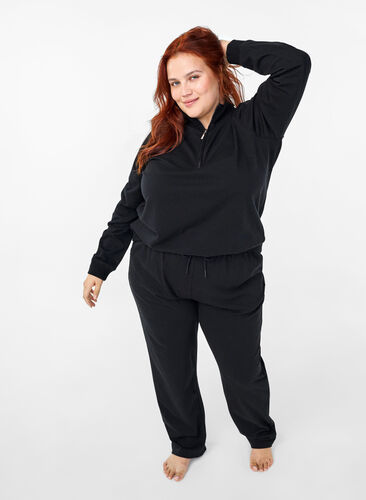 Zizzi Højhalset sweatshirt med lynlås, Black, Image image number 0