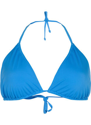 Zizzi Ensfarvet trekants bikini bh, Nebulas Blue, Packshot image number 0