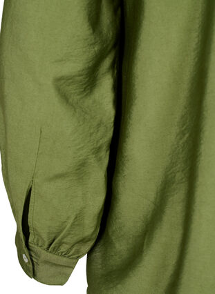 Zizzi Viskosebluse med flæser, Loden Green, Packshot image number 3