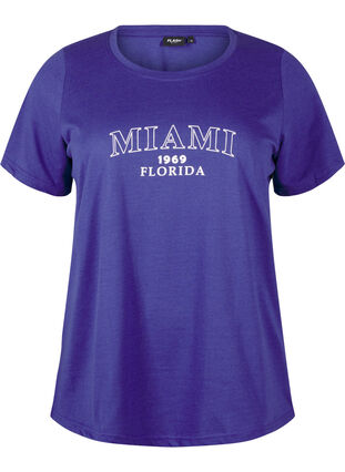 Zizzi FLASH - T-shirt med motiv, Royal Blue Miami, Packshot image number 0