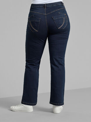 Zizzi Regular fit Gemma jeans med høj talje, Blue denim, Model image number 1