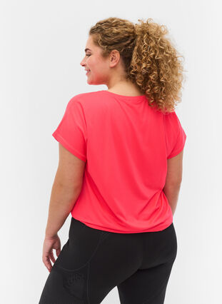 Zizzi Ensfarvet trænings t-shirt, Diva Pink, Model image number 1