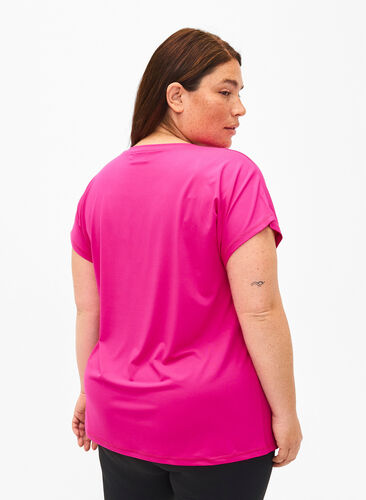 Zizzi Kortærmet trænings t-shirt, Neon Pink Glo, Model image number 1