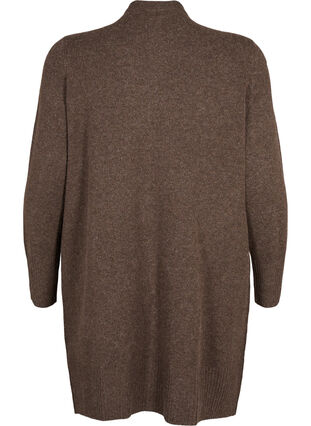 Zizzi Meleret strik cardigan med lommer, Espresso Mel., Packshot image number 1