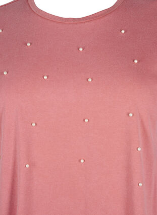 Zizzi T-shirt med perler, Heather Rose Washed, Packshot image number 2