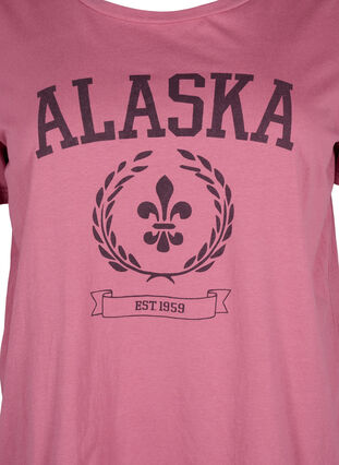 Zizzi T-shirt i bomuld med tekstmotiv, Malaga W. ALASKA, Packshot image number 2