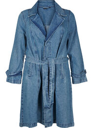 Denim trenchcoat med bælte, Blue Denim, Packshot