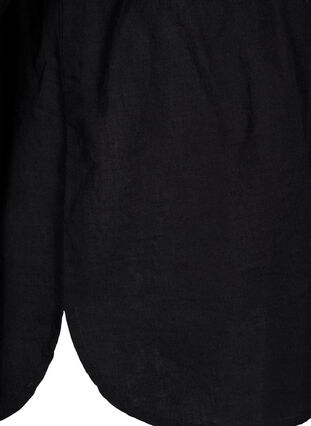 Zizzi Skjortebluse med knaplukning i bomuldsmix med hør, Black, Packshot image number 3