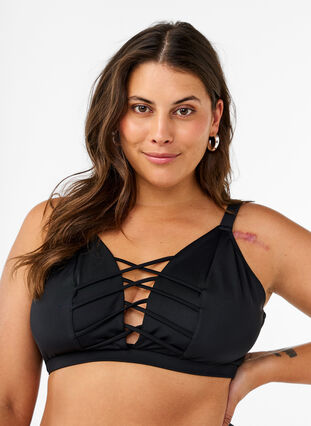 Zizzi Bikini overdel med stringdetalje, Black, Model image number 0