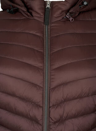 Zizzi Letvægts jakke med lommer og aftagelig hætte, Black Coffee, Packshot image number 2