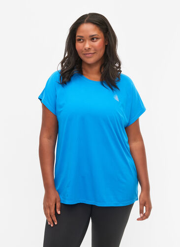 Zizzi Kortærmet trænings t-shirt, Brilliant Blue, Model image number 0