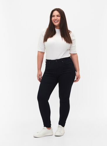 Zizzi Super slim Amy jeans med høj talje, Unwashed, Model image number 0