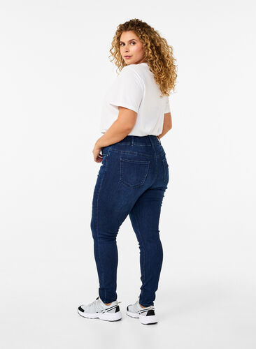 Zizzi Super slim Bea jeans med ekstra høj talje, Dark Blue, Model image number 1