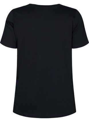 Zizzi T-shirt i bomuld med motiv, Black w. Lion, Packshot image number 1