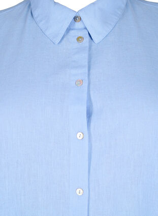 Zizzi Lang skjorte i bomuldsmix med hør , Serenity, Packshot image number 2