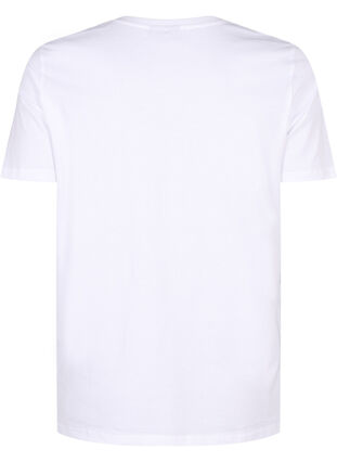 Zizzi T-shirt i økologisk bomuld med sløjfedetalje, Bright White, Packshot image number 1