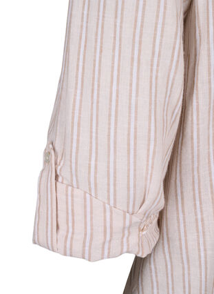 Zizzi Skjortebluse med knaplukning i bomuldsmix med hør, Sandshell White, Packshot image number 4