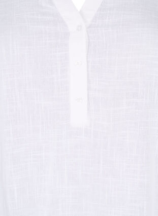 Zizzi Skjortebluse i bomuld med v-udskæring, Bright White, Packshot image number 2