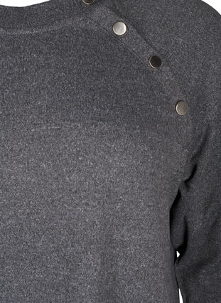 Zizzi Jersey kjole med knapper, Dark Grey Melange, Packshot image number 2