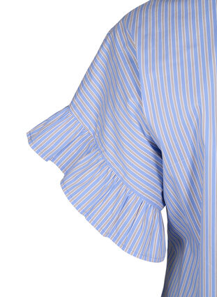 Zizzi Stribet bluse med peplum og flæsedetaljer, Blue Stripe, Packshot image number 3