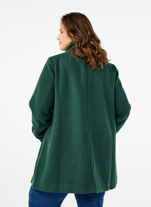 Zizzi Kort trenchcoat med a-form, Trekking Green Mel., Model image number 1