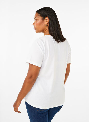 Zizzi FLASH - T-shirt med motiv, Bright White Flower, Model image number 1