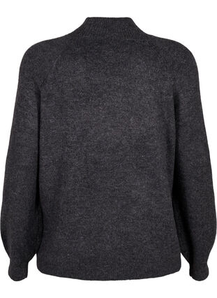 Zizzi Strikbluse med sløjfe detalje, Dark Grey White Mel., Packshot image number 1