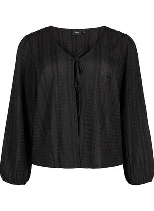 Zizzi Cardigan med bindebånd, Black, Packshot image number 0