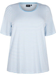 Stribet t-shirt i lyocell med rund hals, B White Dusk Blue St