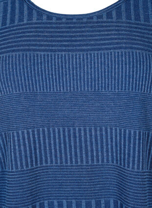 Zizzi Bluse med 3/4 ærmer og stribet mønster, Estate Blue Melange, Packshot image number 2