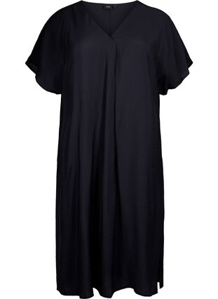 Zizzi V-hals kjole i viskose, Black, Packshot image number 0