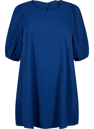 Zizzi Kort kjole med sløjfedetalje bagpå, Estate Blue, Packshot image number 0