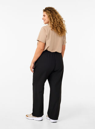 Zizzi Løse bukser med lommer, Black, Model image number 1