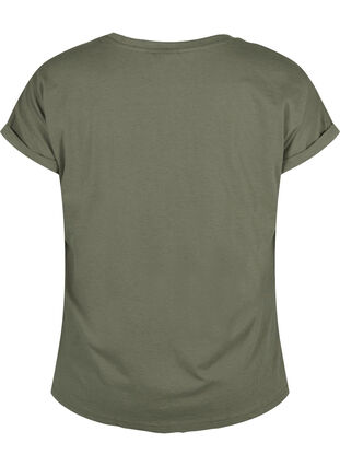 Zizzi Kortærmet t-shirt i bomuldsblanding, Dusty Olive, Packshot image number 1