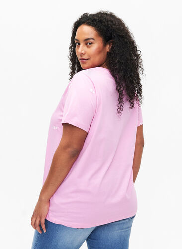 Zizzi T-shirt i økologisk bomuld med sløjfer, Roseb. W. Bow Emb., Model image number 1