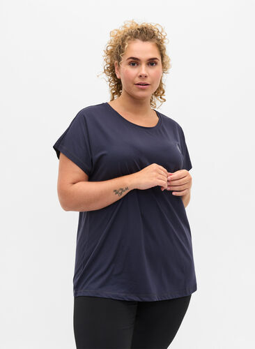 Zizzi Ensfarvet trænings t-shirt, Graphite, Model image number 0