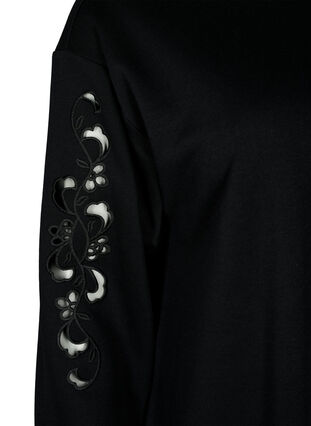 Zizzi Sweatkjole med broderede detaljer, Black, Packshot image number 3