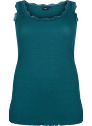 Top med blondekant, Deep Teal