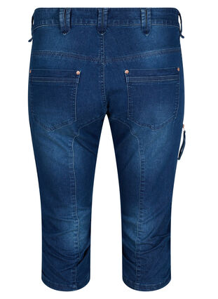 Zizzi Slim fit capri jeans med lommer, Dark blue denim, Packshot image number 1