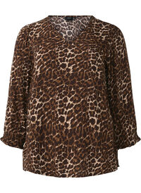 Bluse med leopardprint og 3/4 ærmer