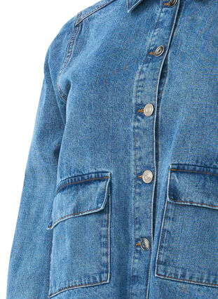 Zizzi Denim skjortejakke med lommer, Blue Denim, Packshot image number 2