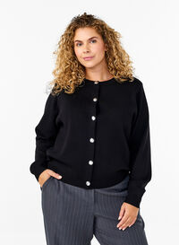 Strikcardigan med dekorative knapper, Black, Model