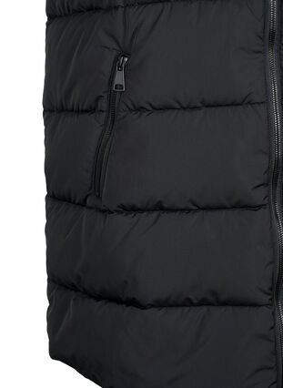 Zizzi Lang vest med hætte og lommer , Black, Packshot image number 3
