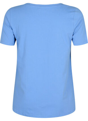 Zizzi Ensfarvet basis t-shirt i bomuld, Blue Bonnet, Packshot image number 1